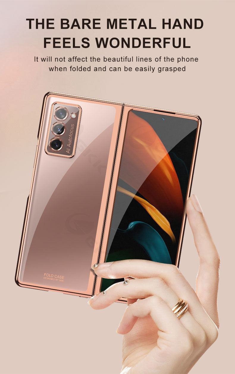 Transparent Flip Hard Case For Samsung Galaxy Z Fold 2 Case Luxury Plating Anti-knock Protection Cover For Samsung Fold 2