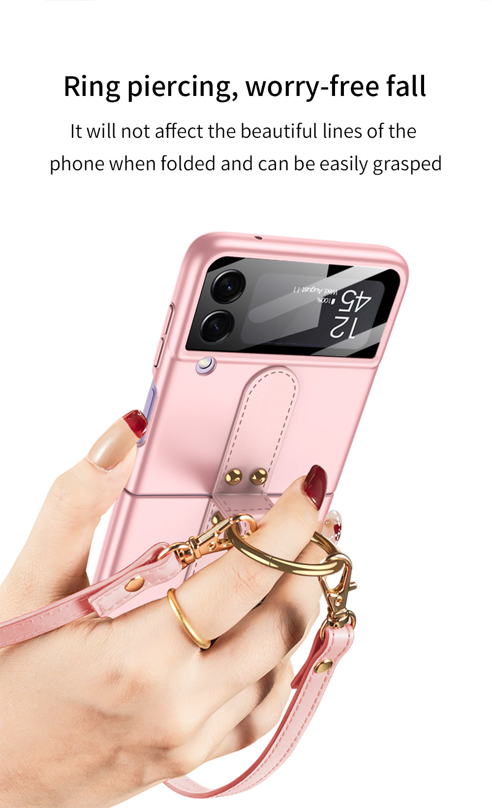 Ultra-thin Back Screen Glass Case Cover For Samsung Galaxy Z Flip 3 5G Case Finger-Ring Plastic Hard Cover For Samsung Flip3