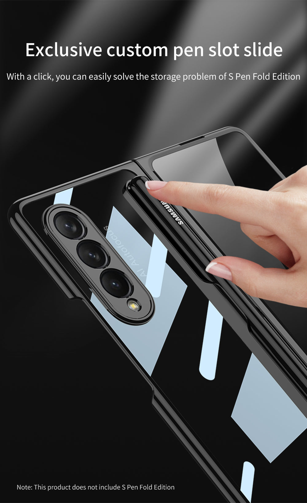 Front Tempered Glass Case For Samsung Galaxy Z Fold 3 5G Transparent Plating With Pen Slot Cover For Samsung Fold 3 5G Case
