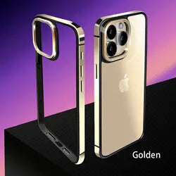 Thin Aluminum Metal Frame Shockproof Phone Case For iPhone 14 15 Pro Max With Metal Camera Protection