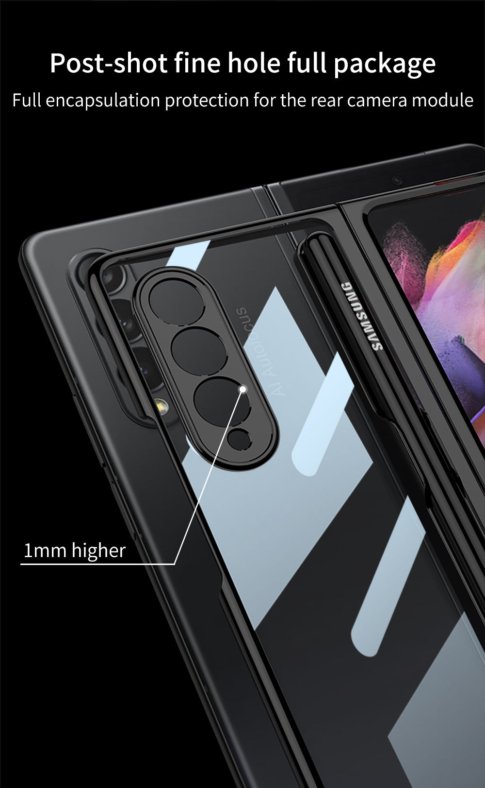 Front Tempered Glass Case For Samsung Galaxy Z Fold 3 5G Transparent Plating With Pen Slot Cover For Samsung Fold 3 5G Case