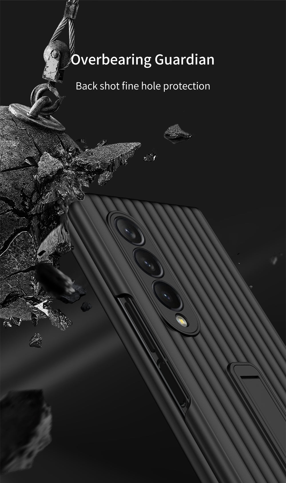 Outer Screen Glass Luggage Design Case For Samsung Galaxy Z Fold 3 5G Anti-knock Plastic Cover For Samsung Z Fold 3 5G Case