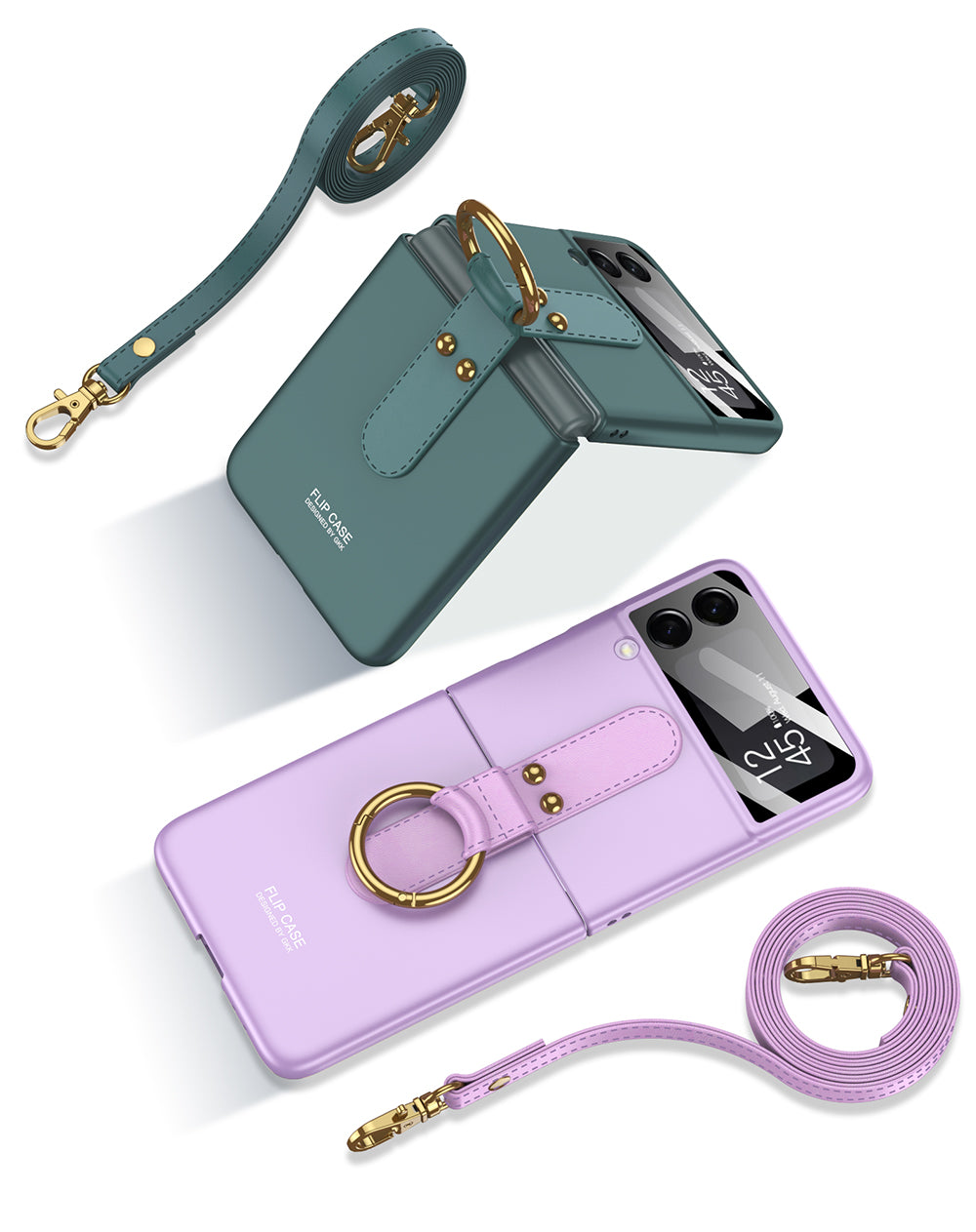 Ultra-thin Back Screen Glass Case Cover For Samsung Galaxy Z Flip 3 5G Case Finger-Ring Plastic Hard Cover For Samsung Flip3