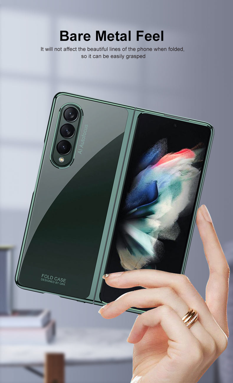 Luxury Plating Flip Case For Samsung Galaxy Z Fold 2 3 5G HD Transparent Shockproof Hard Cover For Samsung Z Fold3 5G Case