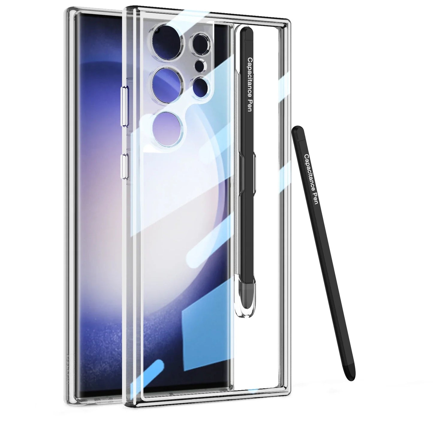 Transparent TPU Clear PC Shockproof Hard Cell Phone Case with Pen For Samsung S23 S24 Ultra S23 S24 Plus