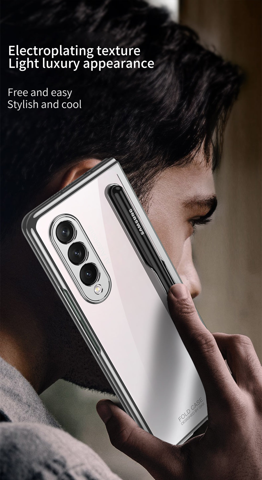 Front Tempered Glass Case For Samsung Galaxy Z Fold 3 5G Transparent Plating With Pen Slot Cover For Samsung Fold 3 5G Case