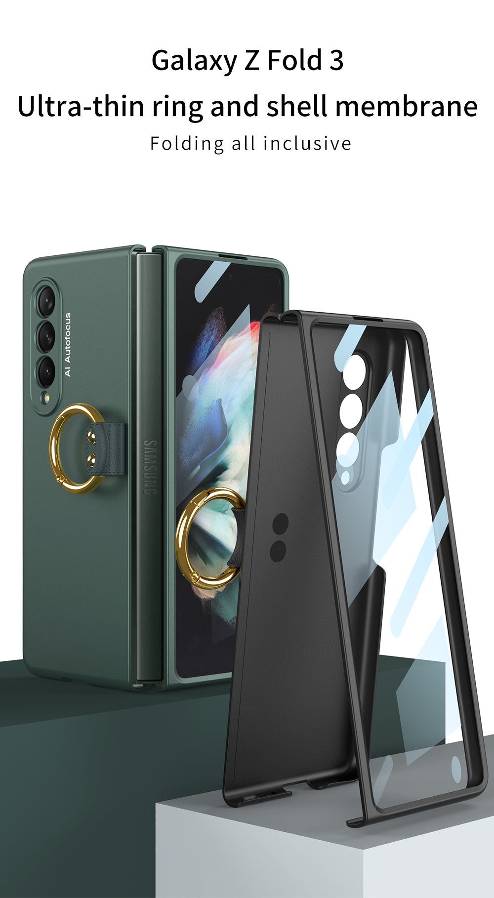 Tempered Glass Case For Samsung Galaxy Z Fold 3 5G All-included Protection Hard Cover For Samsung Z Fold3 5G