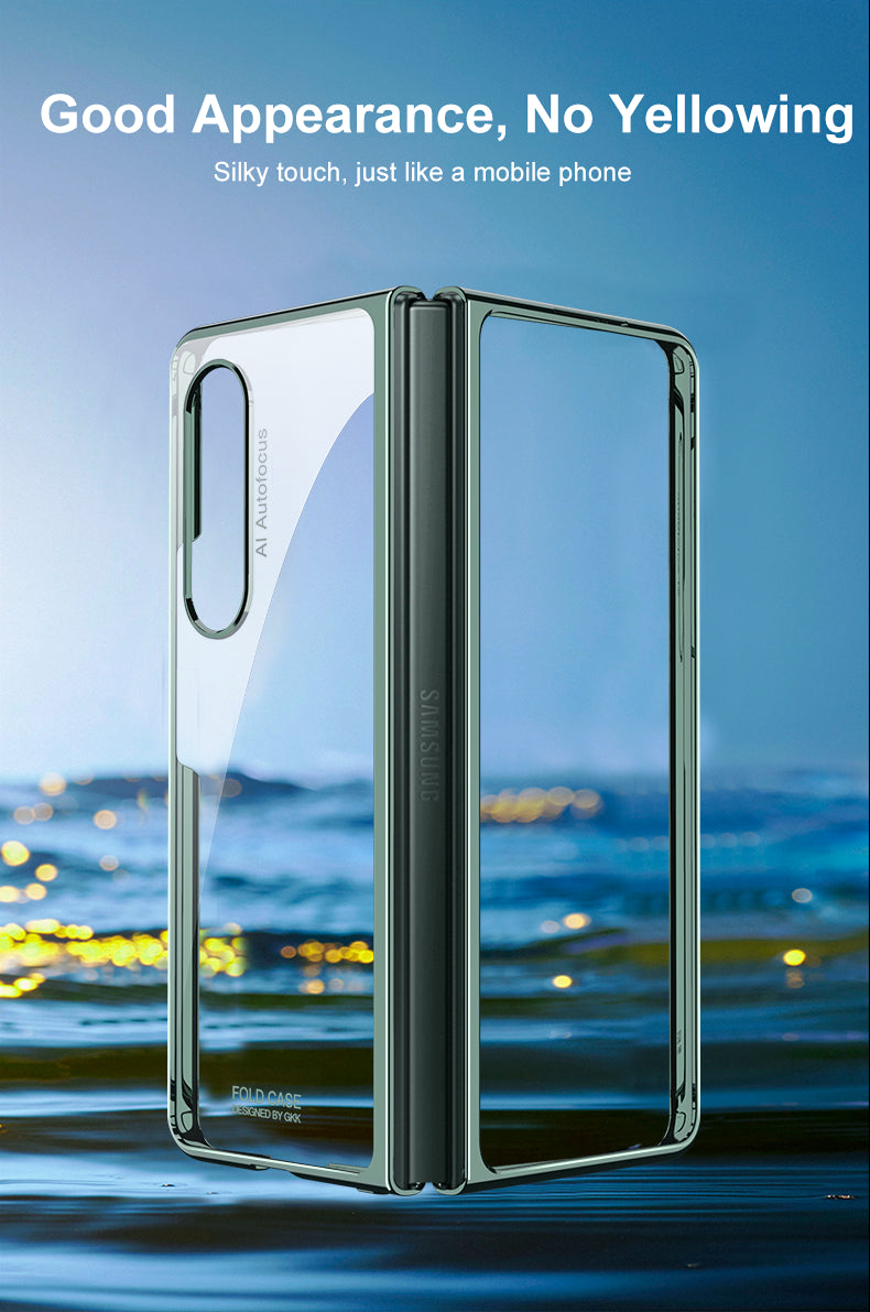 Luxury Plating Flip Case For Samsung Galaxy Z Fold 2 3 5G HD Transparent Shockproof Hard Cover For Samsung Z Fold3 5G Case