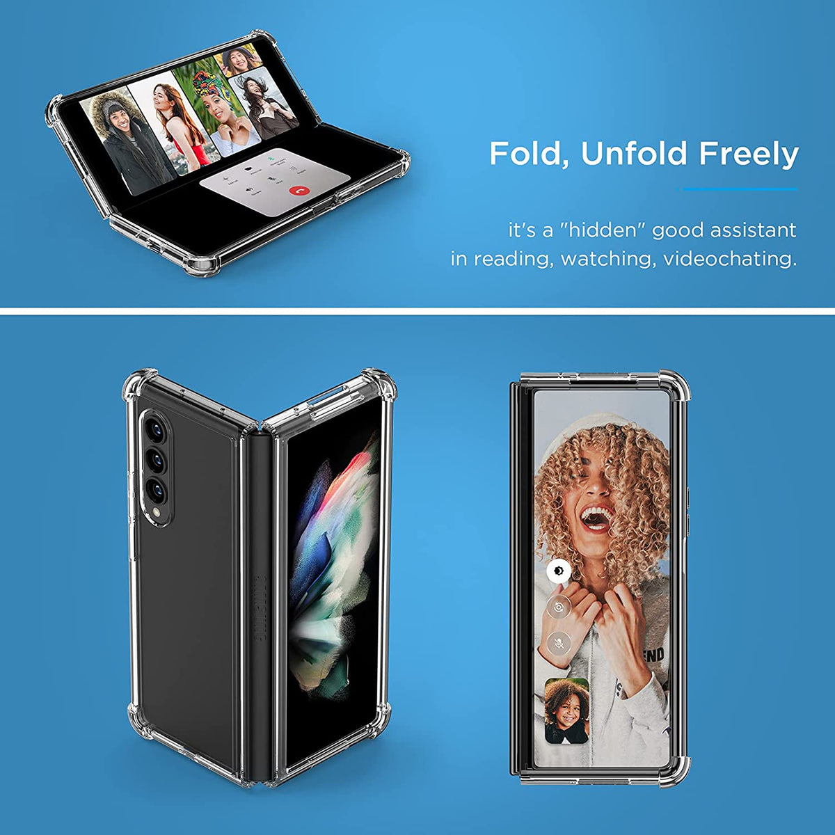 Reinforced Corners Shockproof  Soft Bumper TPU Case for Galaxy Z Fold 3 Airbag Case For Samsung Galaxy Z Fold3 5G