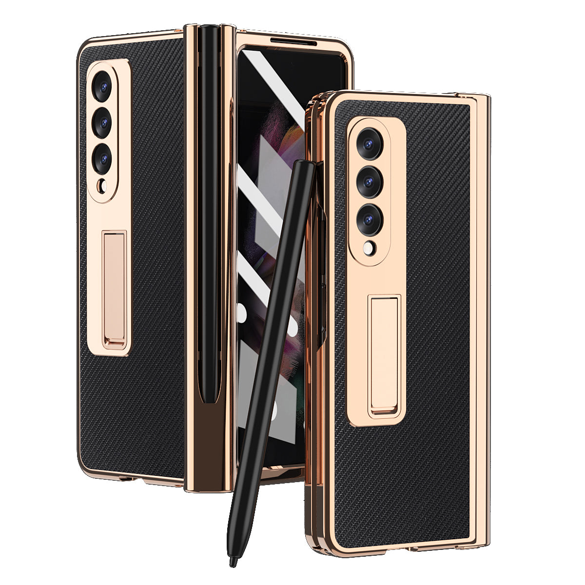Samsung Galaxy Z Fold 4 3 2 5G Case With 2PCS Hinge Pen Slot and Capacitive Pen