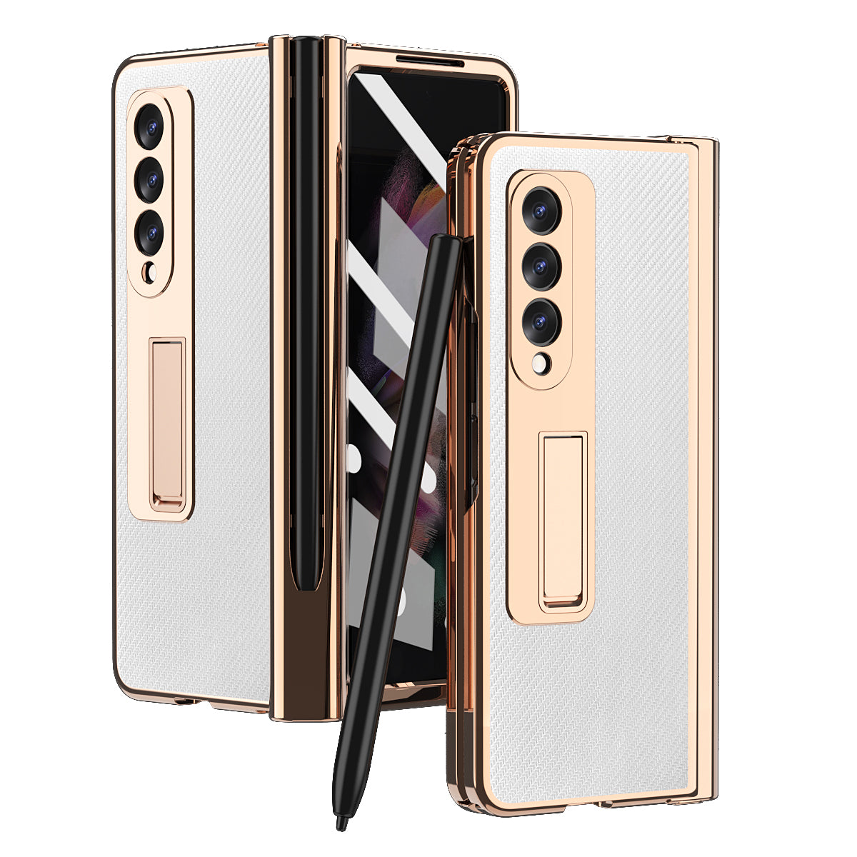 Samsung Galaxy Z Fold 4 3 2 5G Case With 2PCS Hinge Pen Slot and Capacitive Pen