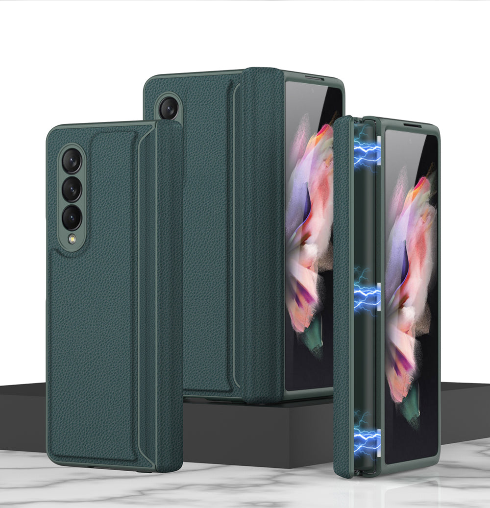 Leather Magnetic Frame Case Cover For Samsung Galaxy Z Fold 3 5G All-Included Hard Phone Cover For Samsung Z Fold3 5G Case