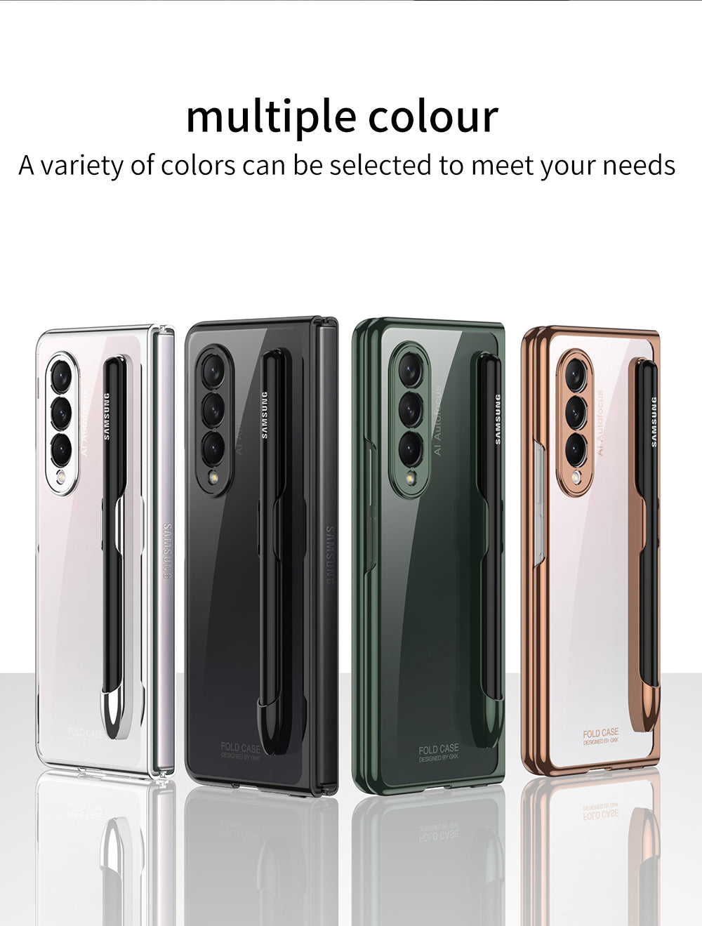 Front Tempered Glass Case For Samsung Galaxy Z Fold 3 5G Transparent Plating With Pen Slot Cover For Samsung Fold 3 5G Case