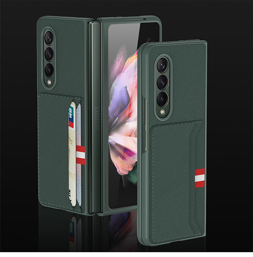 Leather Card Package Case For Samsung Galaxy Z Fold 3 5G Anti-knock Protection Hard Cover For Samsung Z Fold3 Case Coque
