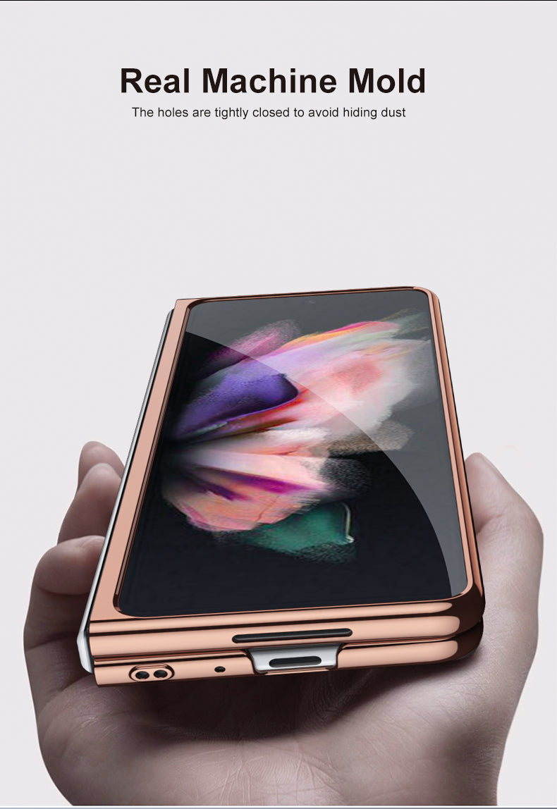 Luxury Plating Flip Case For Samsung Galaxy Z Fold 2 3 5G HD Transparent Shockproof Hard Cover For Samsung Z Fold3 5G Case