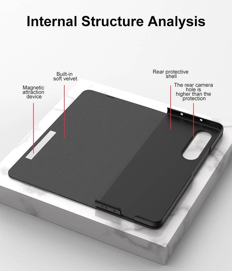Leather Tempered Glass Case For Samsung Galaxy Z Fold 3 5G Cover Luxury Holster Anti-knock Hard For Samsung Z Fold3 5G Case