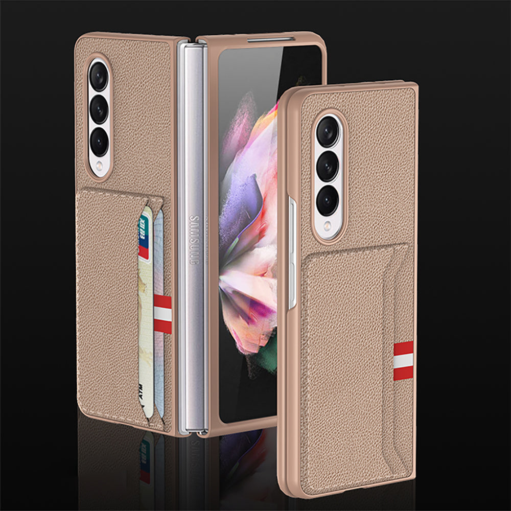Leather Card Package Case For Samsung Galaxy Z Fold 3 5G Anti-knock Protection Hard Cover For Samsung Z Fold3 Case Coque