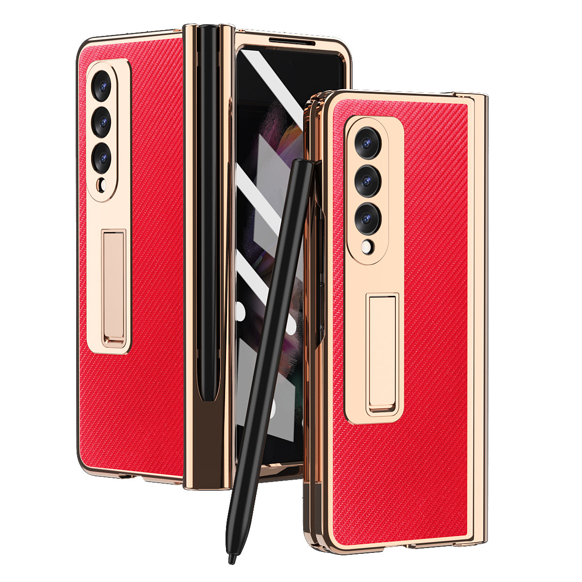 Samsung Galaxy Z Fold 4 3 2 5G Case With 2PCS Hinge Pen Slot and Capacitive Pen