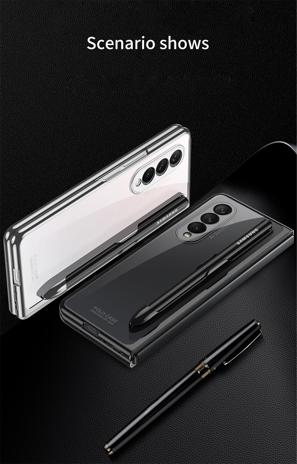 Front Tempered Glass Case For Samsung Galaxy Z Fold 3 5G Transparent Plating With Pen Slot Cover For Samsung Fold 3 5G Case