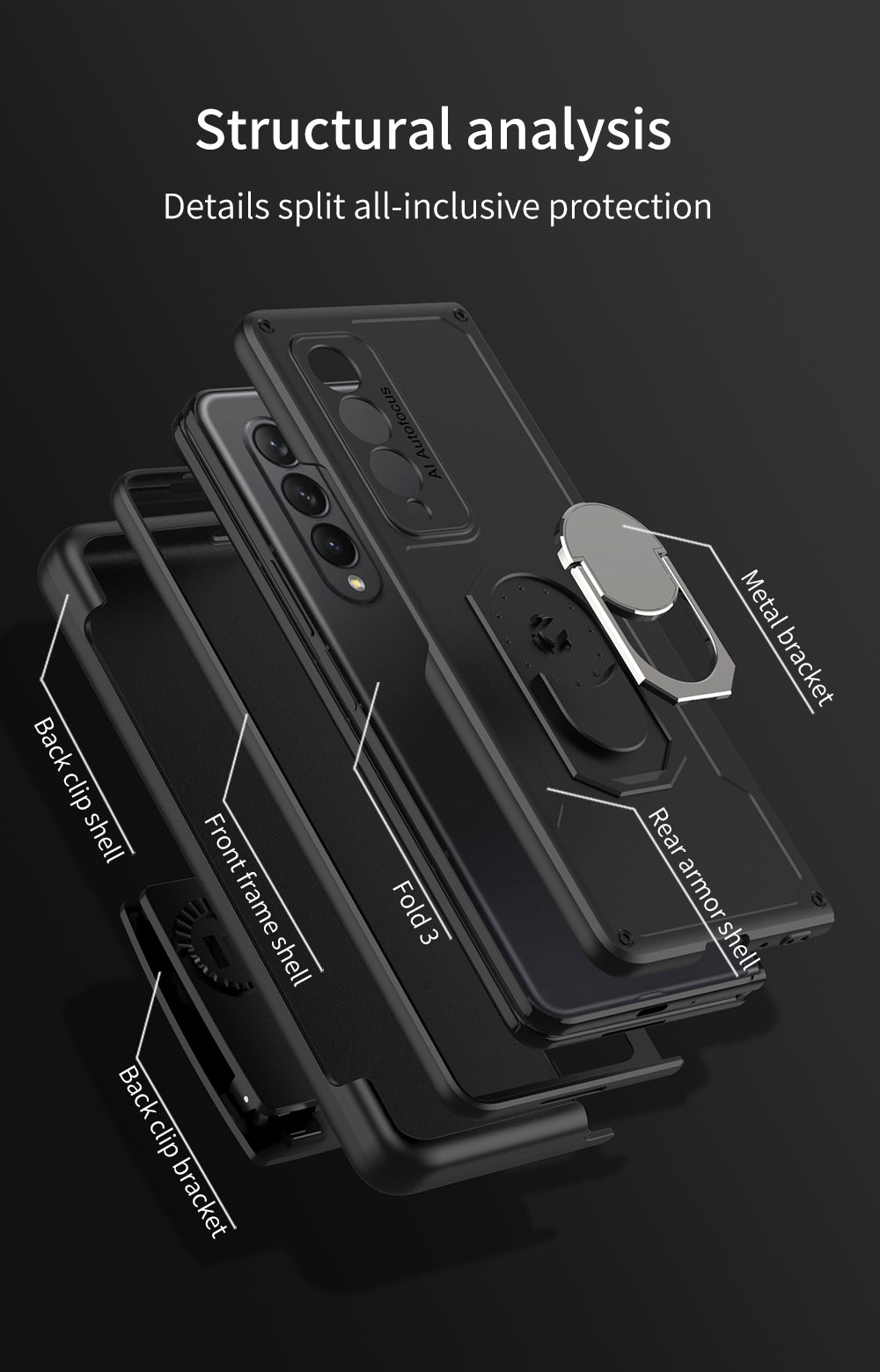 Armor Back Clip Stand Holder Case For Samsung Galaxy Z Fold 3 5G Anti-knock Protection Hard Cover For Samsung Z Fold 3 Case