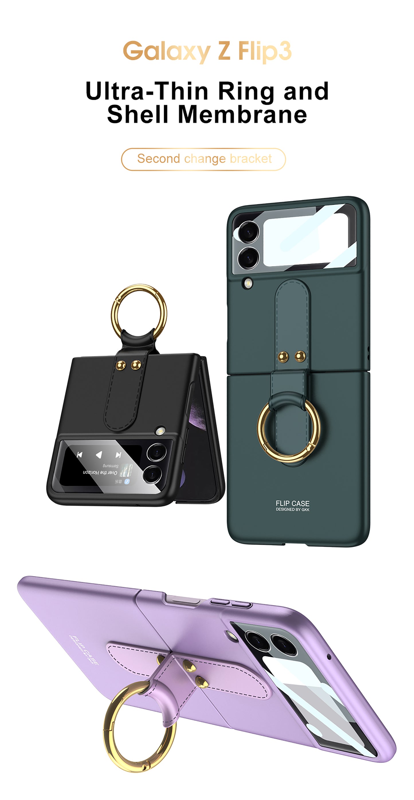 Case For Samsung Galaxy Z Flip 3 5G Ultra-thin With Back Screen Protector Hard Matte Plastic Cover For Samsung Z Flip3 5G