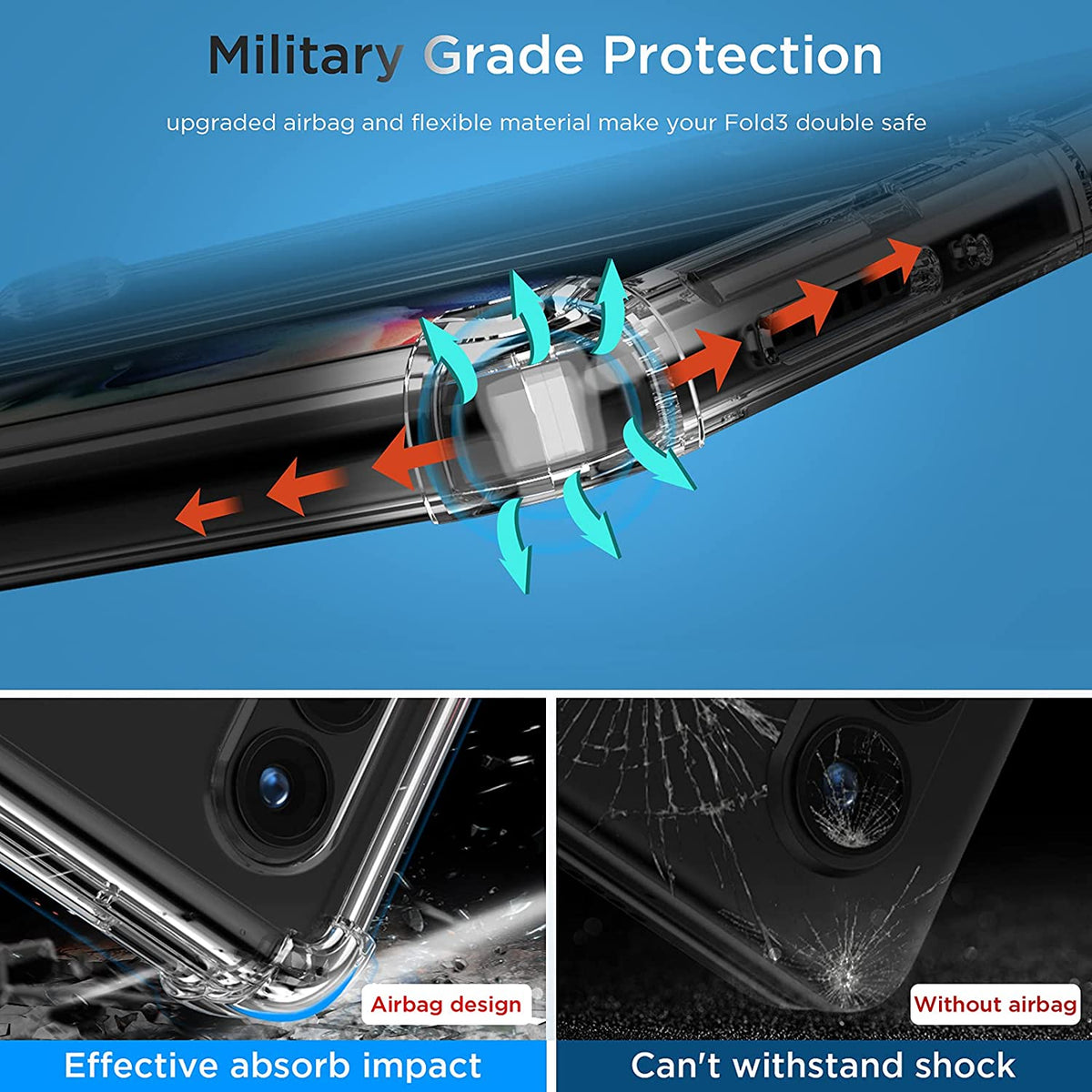 Reinforced Corners Shockproof  Soft Bumper TPU Case for Galaxy Z Fold 3 Airbag Case For Samsung Galaxy Z Fold3 5G