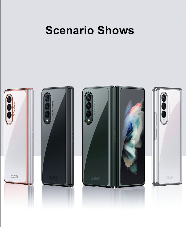 Luxury Plating Flip Case For Samsung Galaxy Z Fold 2 3 5G HD Transparent Shockproof Hard Cover For Samsung Z Fold3 5G Case