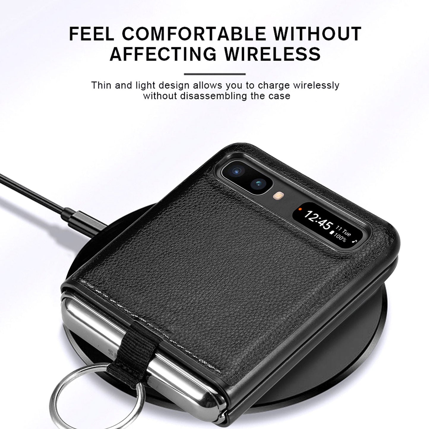 Shock Proof Finger Ring Leather Case for Samsung Galaxy Z Flip4 5G