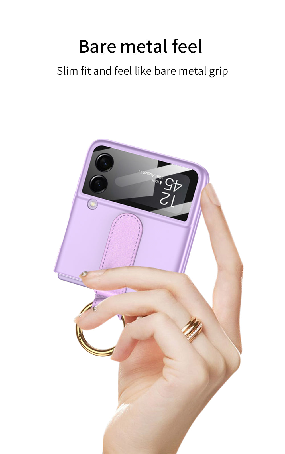 Ultra-thin Back Screen Glass Case Cover For Samsung Galaxy Z Flip 3 5G Case Finger-Ring Plastic Hard Cover For Samsung Flip3