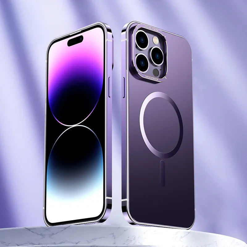 Magnet Magnetic Case Wireless Charge For IPhone 14 Pro Max Case 14  TPU Cover Shockproof Metal Frame Phone Case