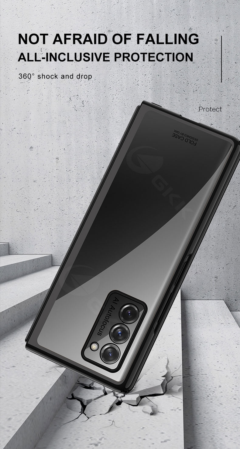 Transparent Flip Hard Case For Samsung Galaxy Z Fold 2 Case Luxury Plating Anti-knock Protection Cover For Samsung Fold 2