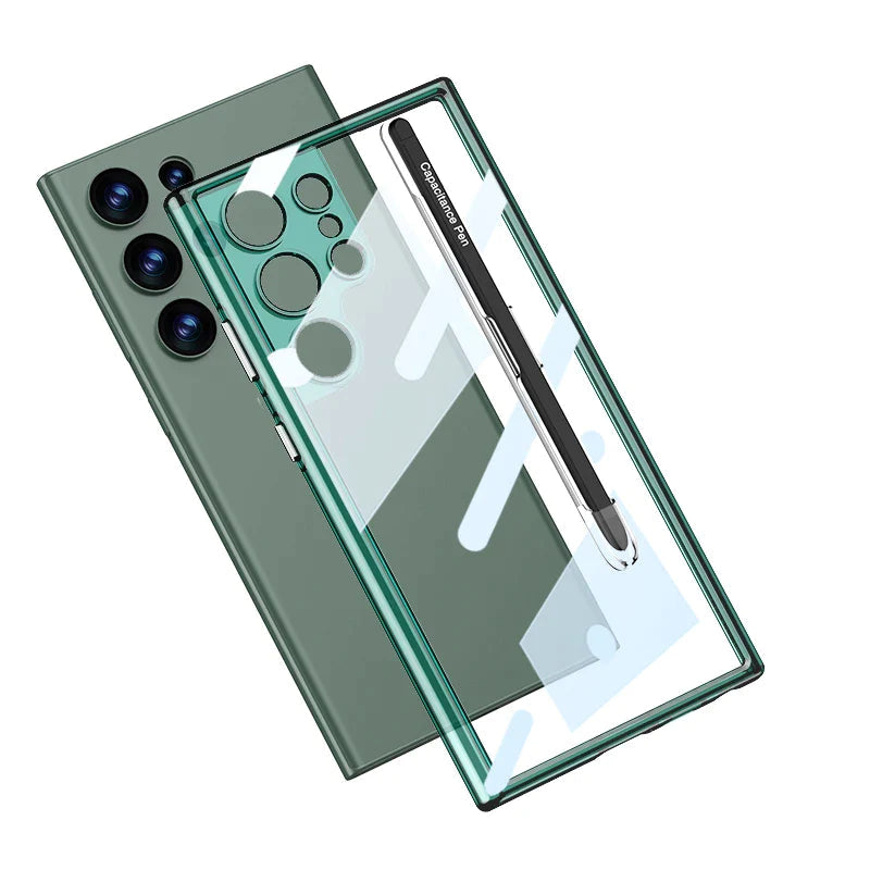 Transparent TPU Clear PC Shockproof Hard Cell Phone Case with Pen For Samsung S23 S24 Ultra S23 S24 Plus