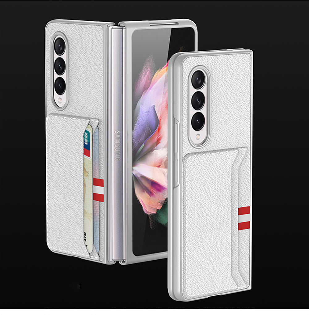 Leather Card Package Case For Samsung Galaxy Z Fold 3 5G Anti-knock Protection Hard Cover For Samsung Z Fold3 Case Coque