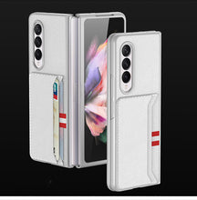 Carregar imagem no visualizador da galeria, Leather Card Package Case For Samsung Galaxy Z Fold 3 5G Anti-knock Protection Hard Cover For Samsung Z Fold3 Case Coque
