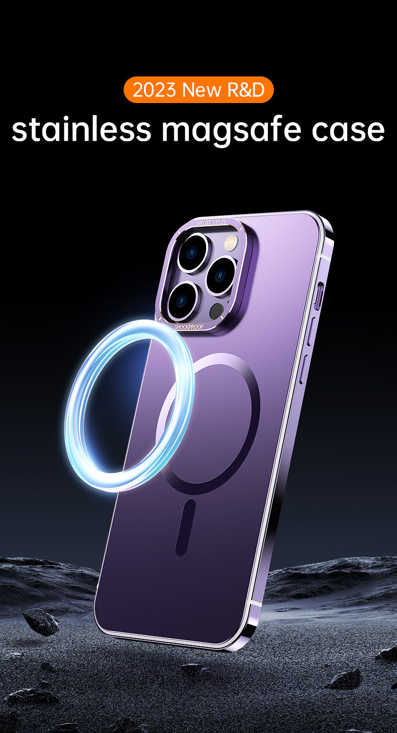 Magnet Magnetic Case Wireless Charge For IPhone 14 Pro Max Case 14  TPU Cover Shockproof Metal Frame Phone Case