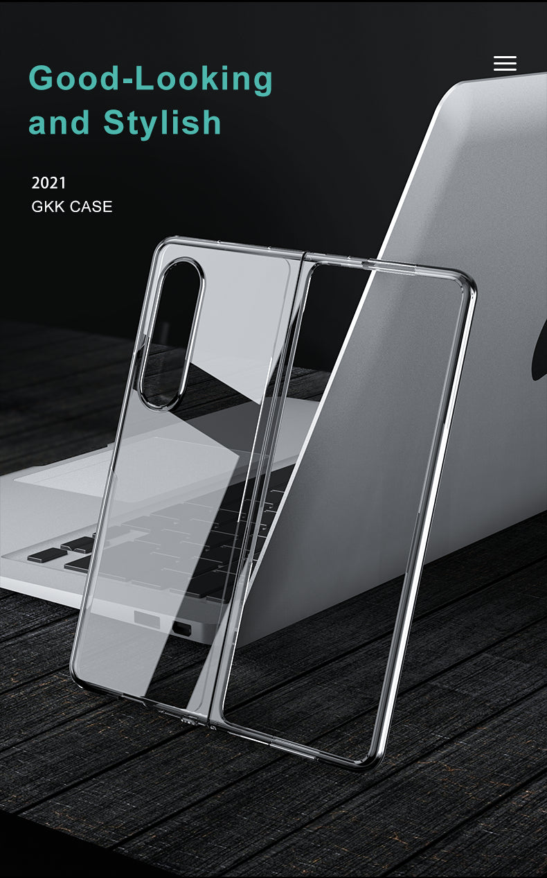 Luxury Plating Flip Case For Samsung Galaxy Z Fold 2 3 5G HD Transparent Shockproof Hard Cover For Samsung Z Fold3 5G Case