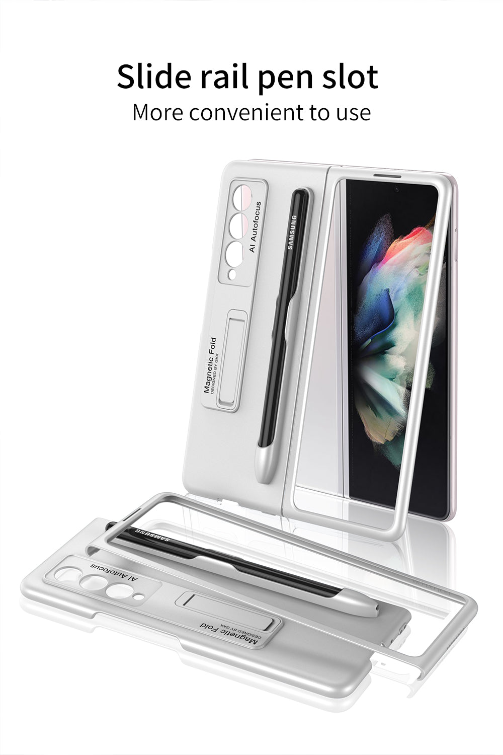 Ultra-thin Stand Holder Case For Samsung Galaxy Z Fold 3 5G With Pen Slot Shockproof Hard Cover For Samsung Z Fold 3 Case