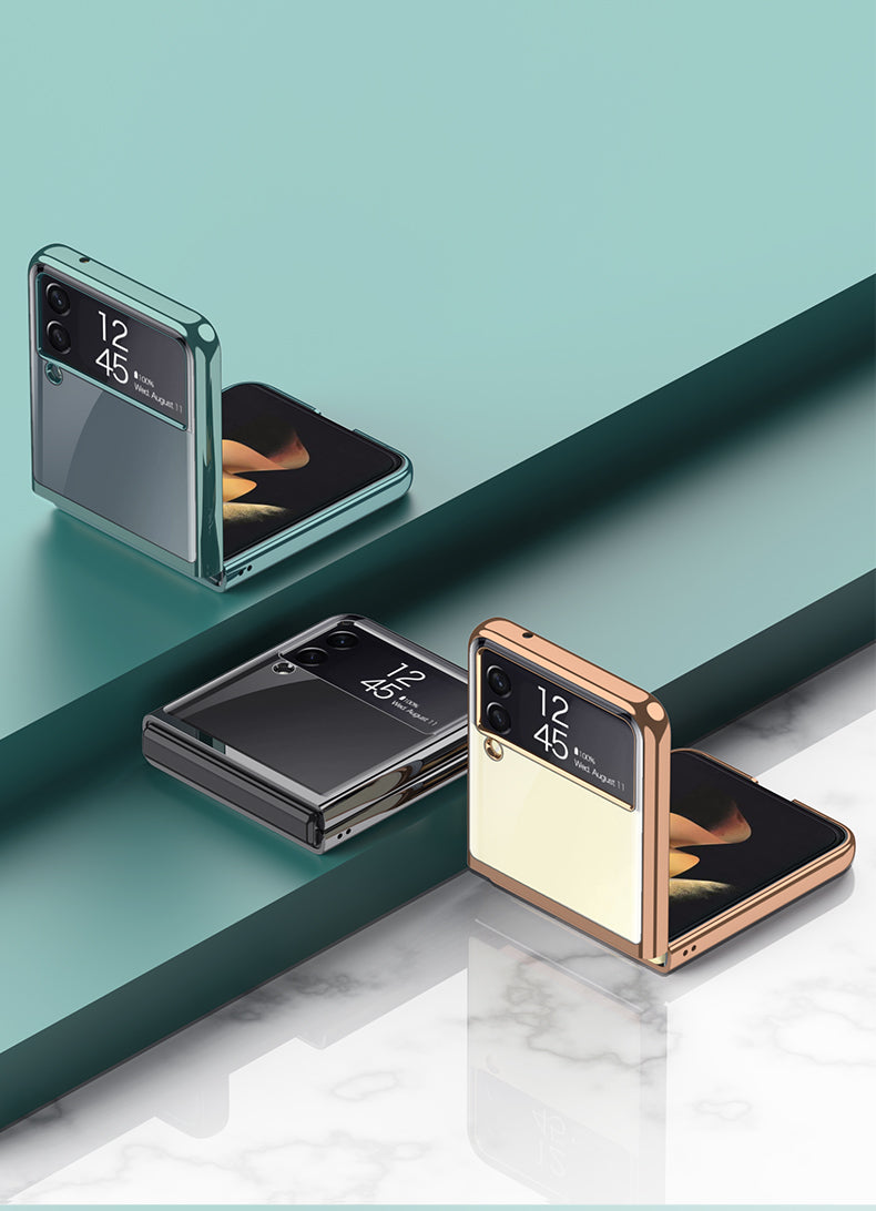 Luxury Electroplating Flip Case For Samsung Galaxy Z Flip 3 5G Transparent Plastic Hard Cover For Samsung Z Flip 3 5G Case