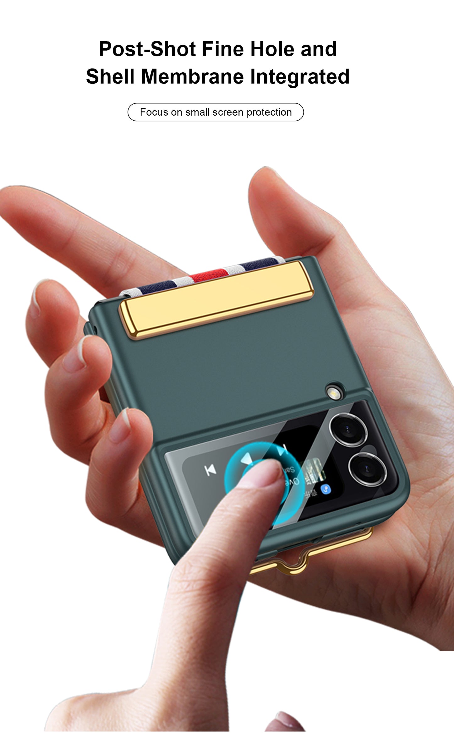 Painted Leather Hand Strap Plastic Case For Samsung Galaxy Z Flip 3 5G Back Screen Glass Cover For Samsung Z Flip 3 5G Case
