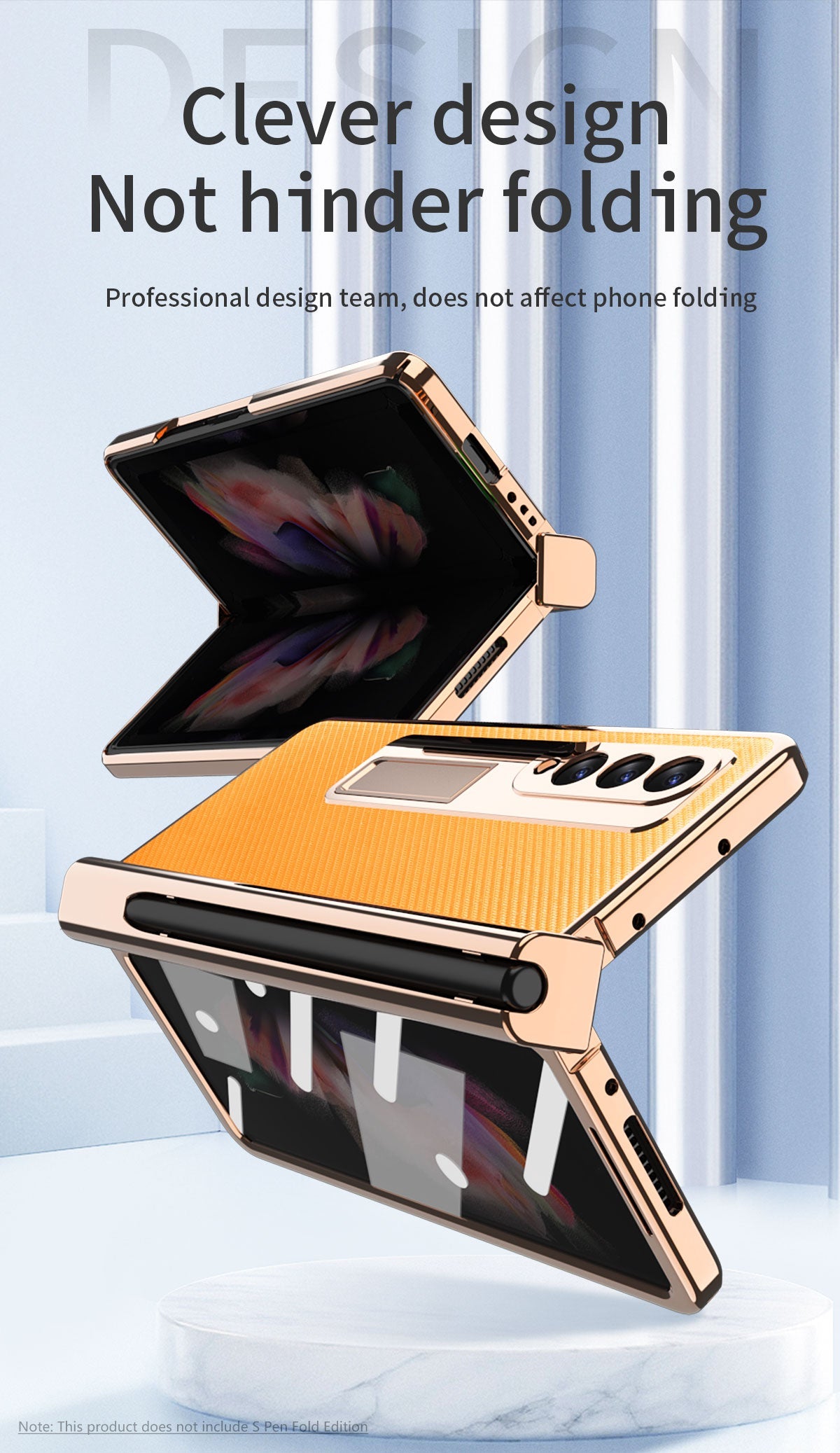 Samsung Galaxy Z Fold 4 3 2 5G Case With 2PCS Hinge Pen Slot and Capacitive Pen