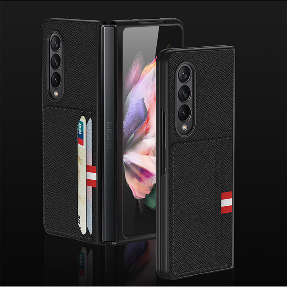 Leather Card Package Case For Samsung Galaxy Z Fold 3 5G Anti-knock Protection Hard Cover For Samsung Z Fold3 Case Coque