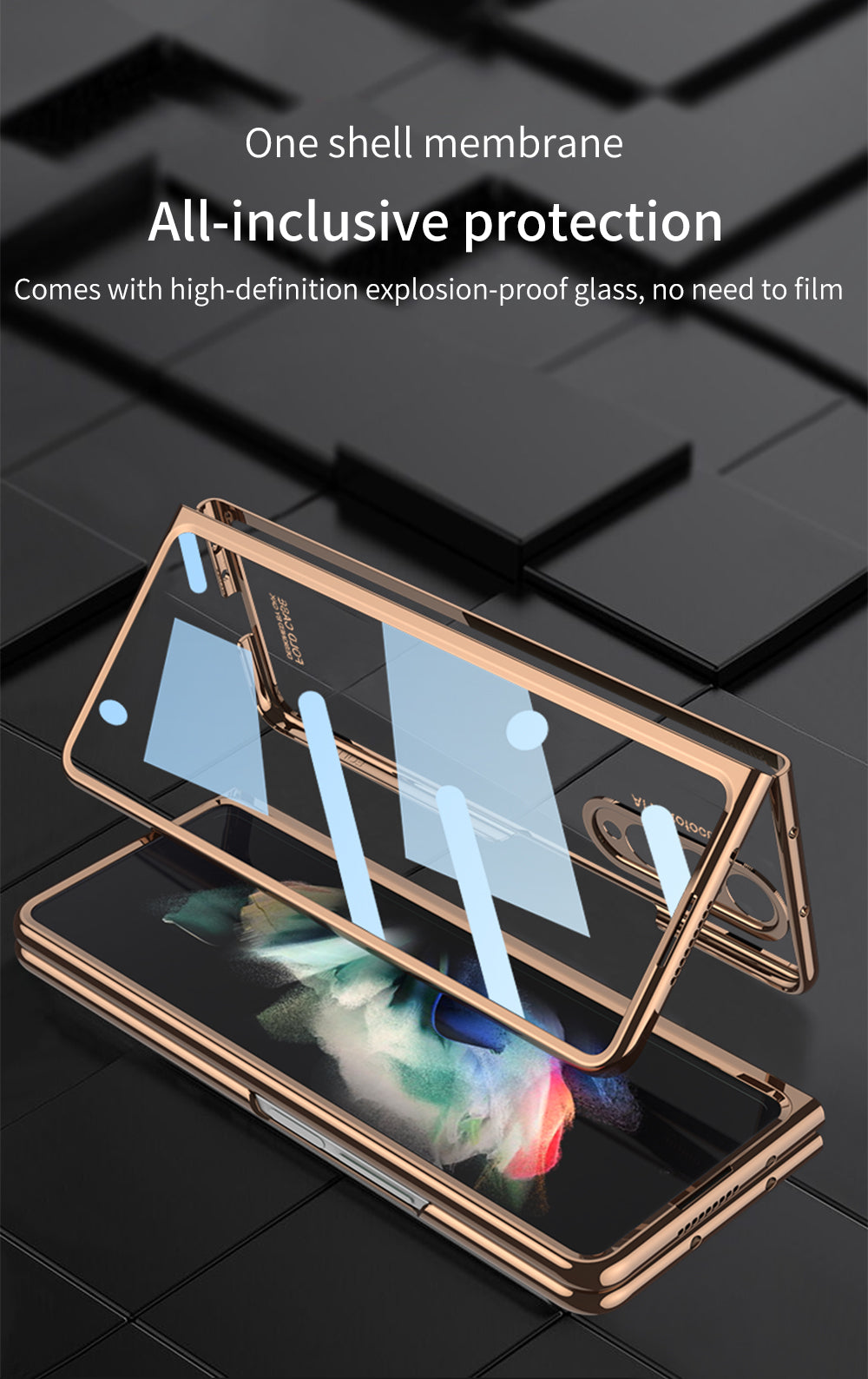 Front Tempered Glass Case For Samsung Galaxy Z Fold 3 5G Transparent Plating With Pen Slot Cover For Samsung Fold 3 5G Case