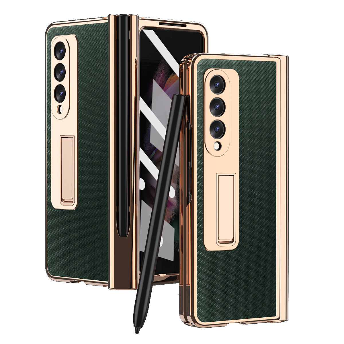 Samsung Galaxy Z Fold 4 3 2 5G Case With 2PCS Hinge Pen Slot and Capacitive Pen