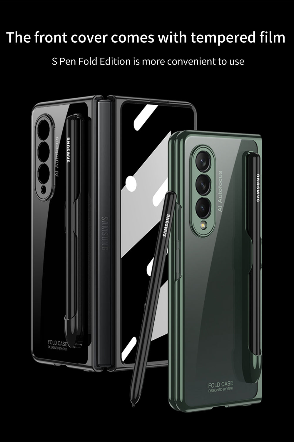 Front Tempered Glass Case For Samsung Galaxy Z Fold 3 5G Transparent Plating With Pen Slot Cover For Samsung Fold 3 5G Case