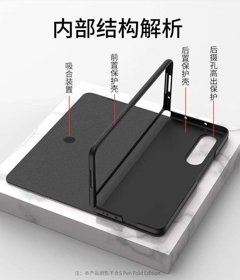 Leather Pen Holder Case For Samsung Galaxy Z Fold 3 5G Anti-knock All-included Protection Cover For Samsung Z Fold3 5G Case