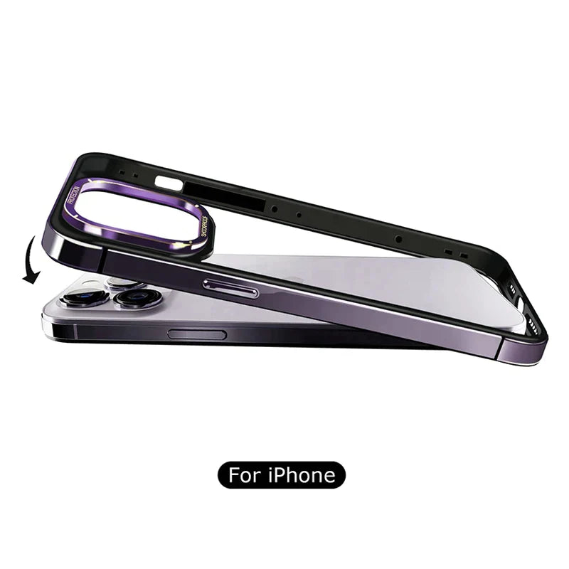 Thin Aluminum Metal Frame Shockproof Phone Case For iPhone 14 15 Pro Max With Metal Camera Protection