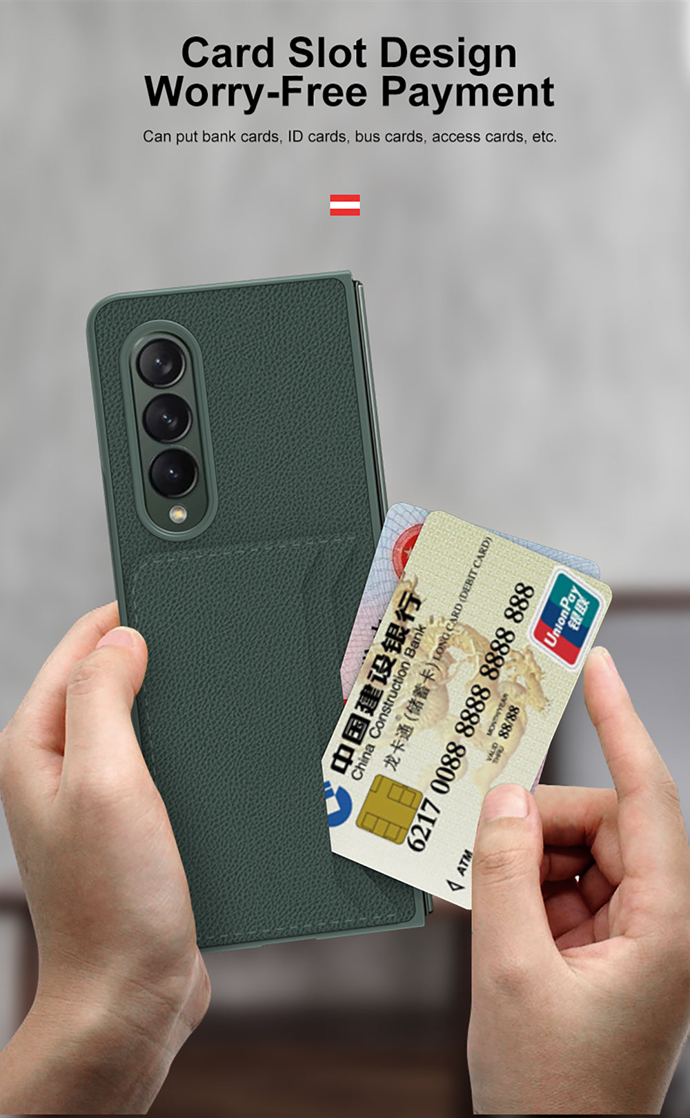 Leather Card Package Case For Samsung Galaxy Z Fold 3 5G Anti-knock Protection Hard Cover For Samsung Z Fold3 Case Coque