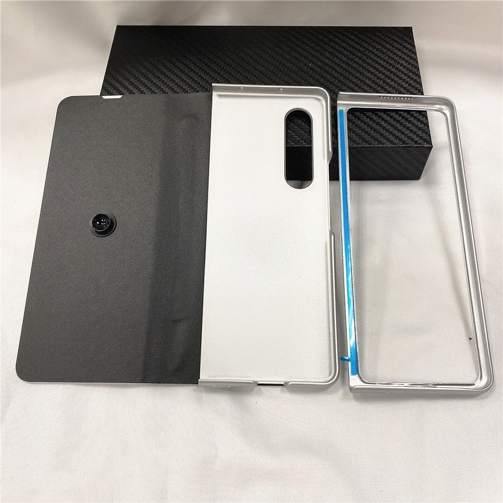Samsung Galaxy Z Fold 3 Case With S Pen Holder Slot Leather and Tempered Glass Flip Stand Cover For Galaxy Z Fold 3