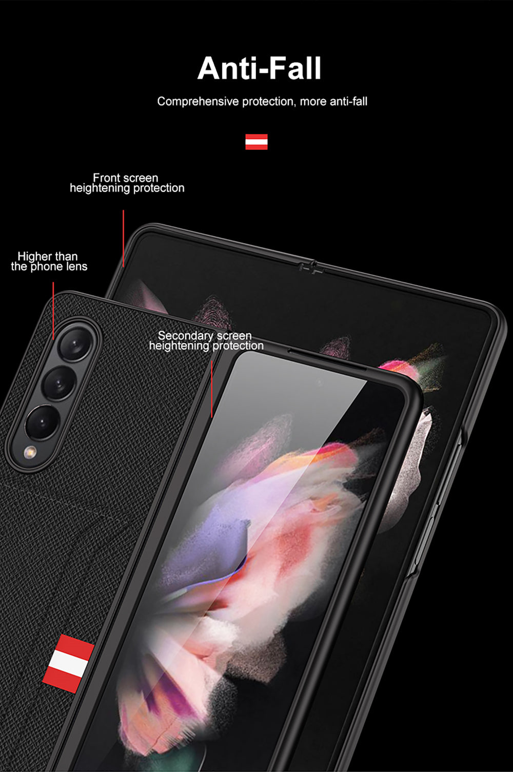 Leather Card Package Case For Samsung Galaxy Z Fold 3 5G Anti-knock Protection Hard Cover For Samsung Z Fold3 Case Coque