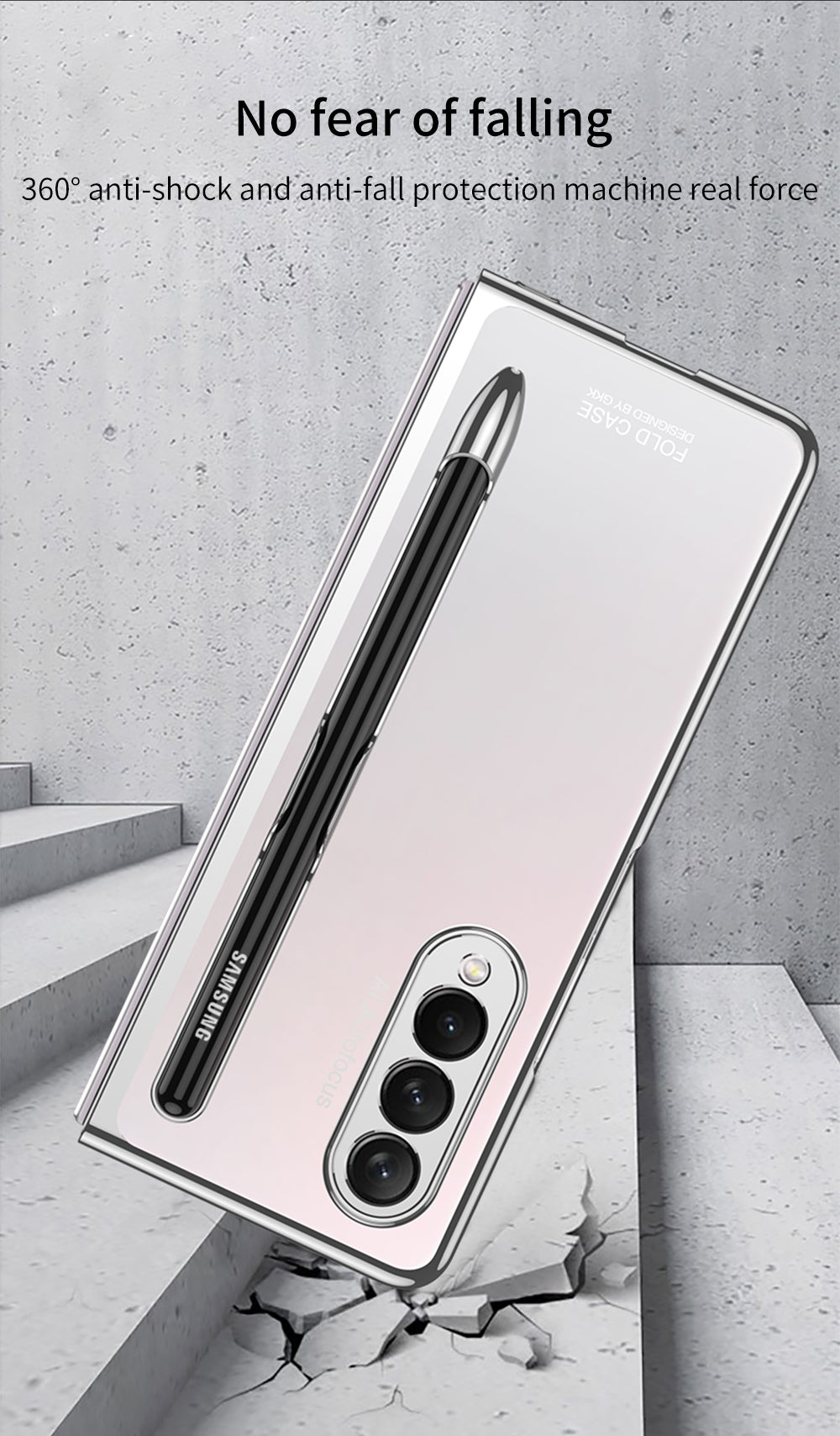 Front Tempered Glass Case For Samsung Galaxy Z Fold 3 5G Transparent Plating With Pen Slot Cover For Samsung Fold 3 5G Case